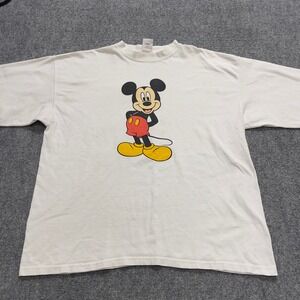 Vtg Walt Disney Longsleeve Adult Large White Graphic Mickey Mouse Crewneck  USA